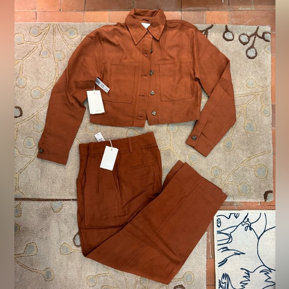 NWT * wilfred jacket + pant LINEN set * anise brown carrot little cropped - Picture 11 of 13